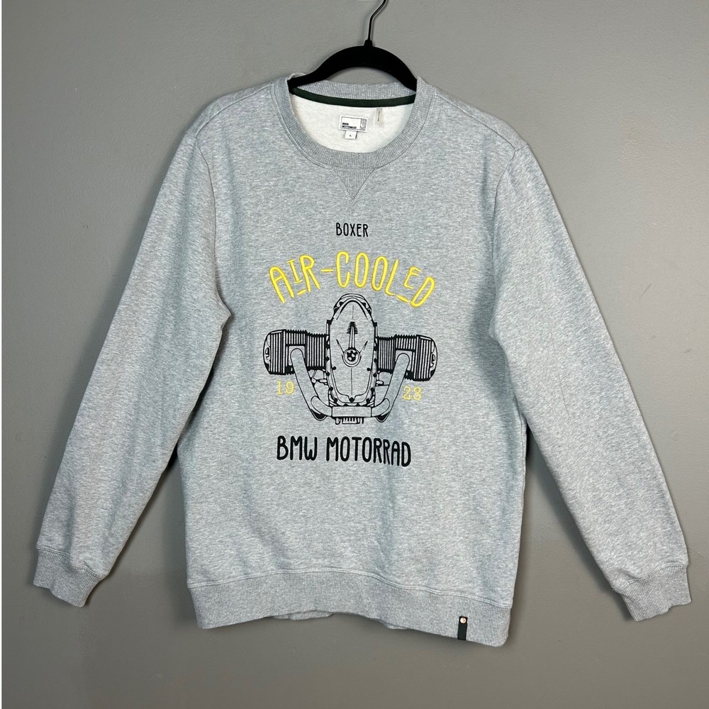 BMW Motorrad Sweatshirt Men's Large Boxer Air-Cooled Gray Graphic 1923 Auto Gear